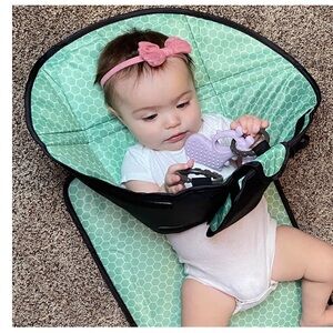 Mint Green Baby Changing Pad with Pink Bow by [Brand]